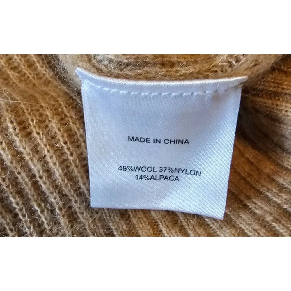 Quince size XL tan Merino Wool Alpaca Blend Pullover Sweater  pointelle detail - Picture 4 of 4